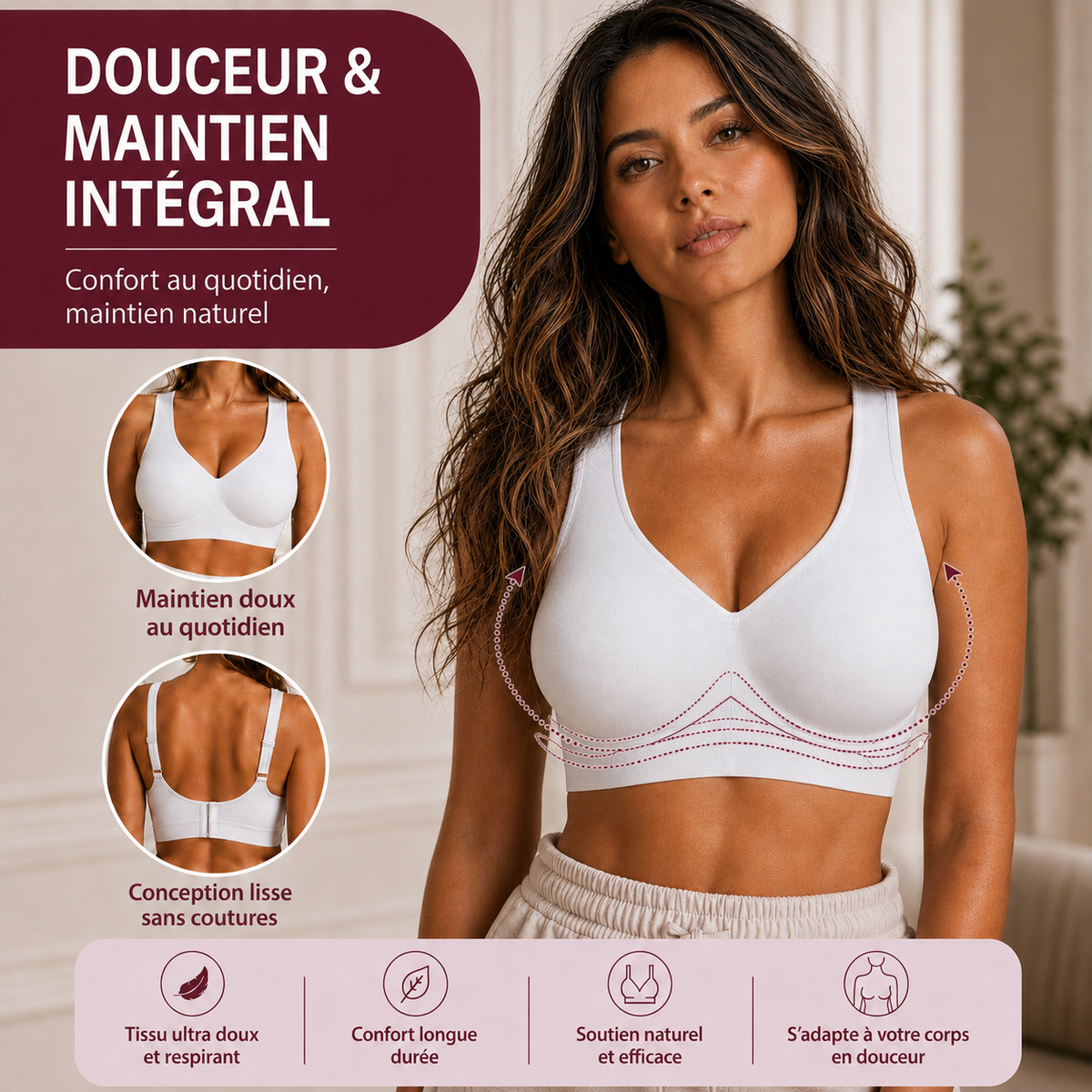 Douceur et maintien intégral du soutien-gorge Véloa sans couture